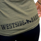 Westside Barbell Racerback Trainings T-Shirt für Frauen in Olive Rückseite